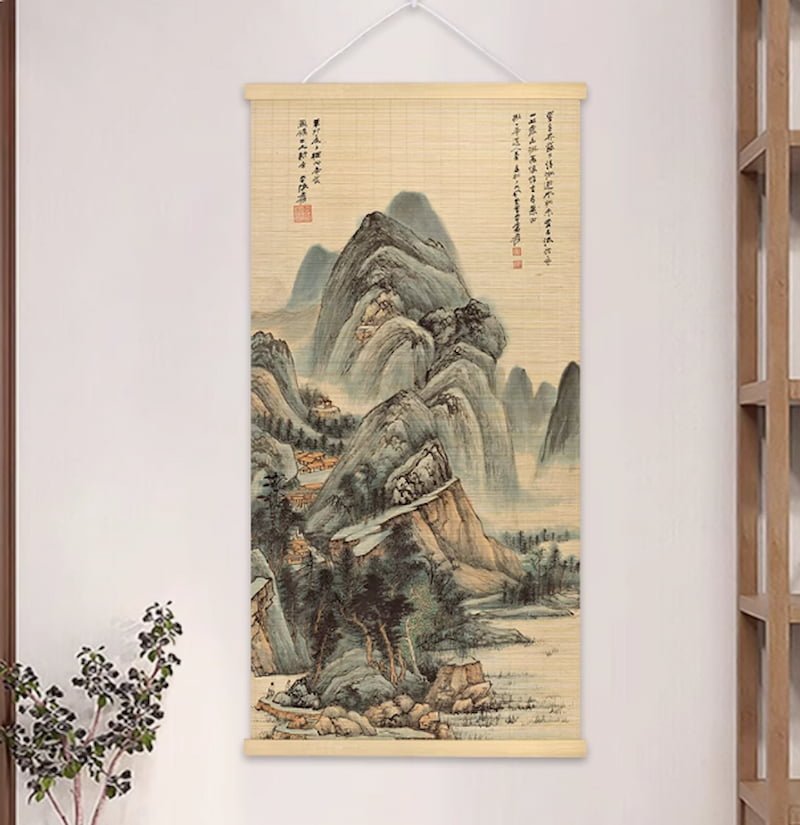 Deep Mountains and High Distances Bamboo Weaving Decorative Painting