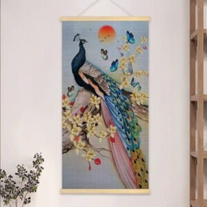 Bamboo Wall Art with Peacock