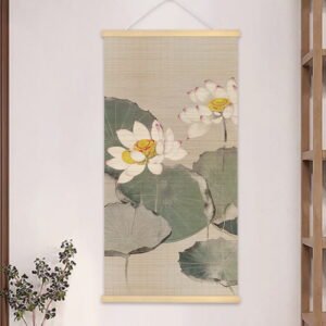 White Lotus Bamboo Wall Decorative Painting