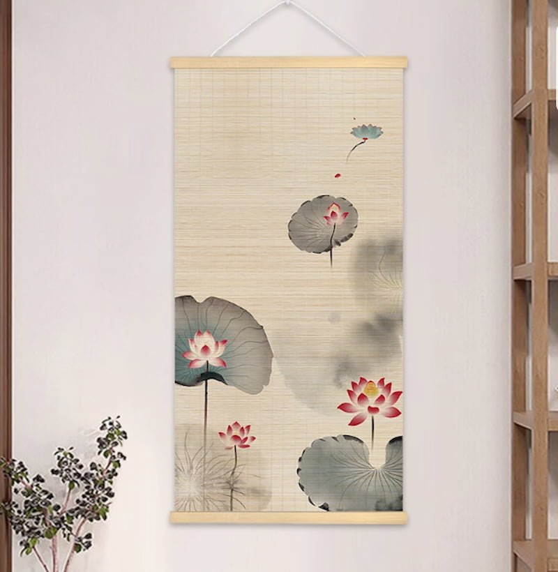 Ink and Wash Lotus bamboo hanging painting