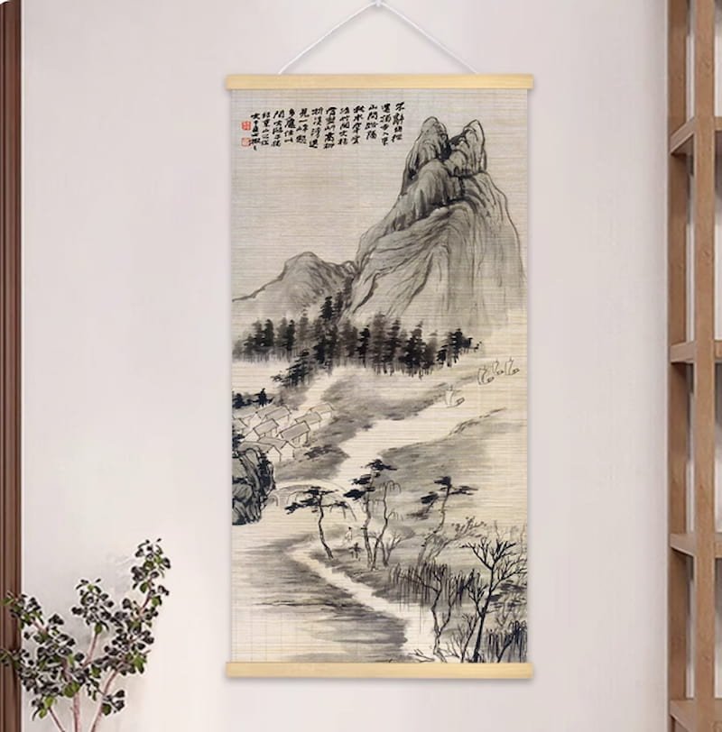 East Mountain Bamboo Hanging Scroll, landscape artwork