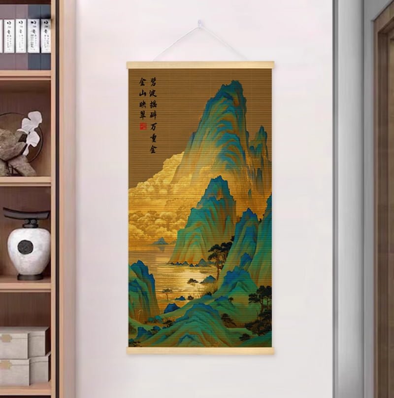 Golden Mountain and Emerald Peaks Bamboo Wall Art Prints