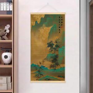 Emerald Bamboo and Golden Mountain bamboo wall art