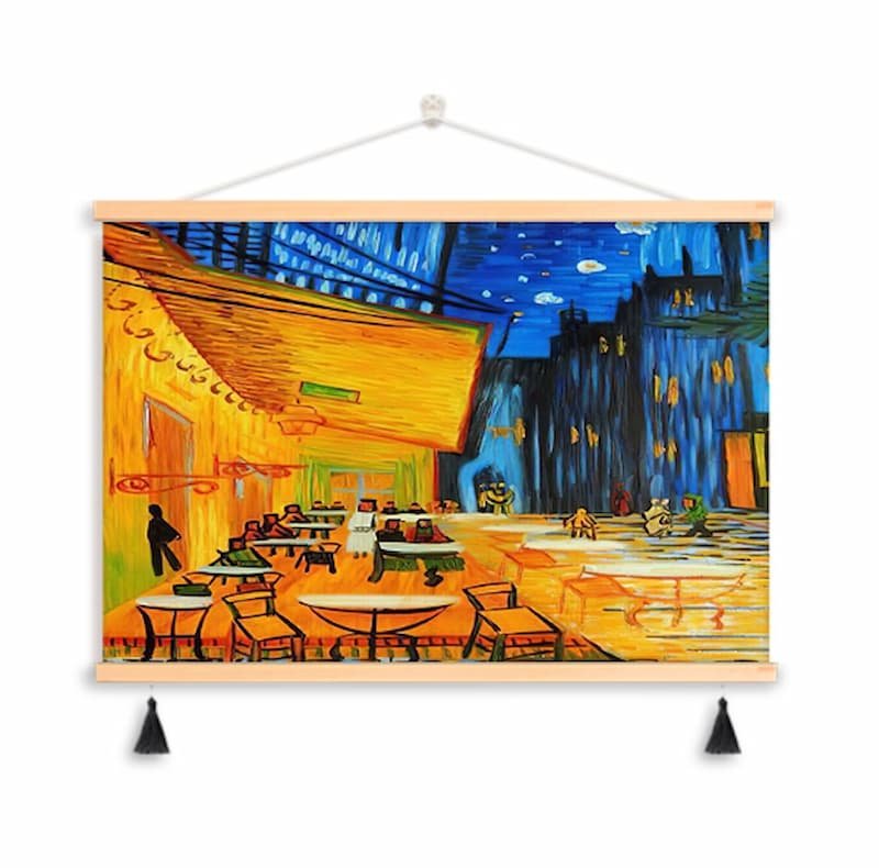 Cafe Terrace at Night Wall Art for Dining Room Living Room Modern Art Style