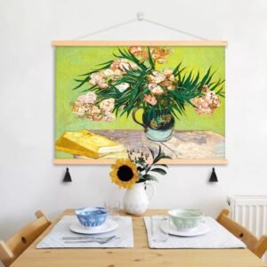 Blue Glazed Flowers Wall Art for Living Room Bedroom Decor